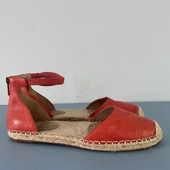 Eileen Fisher Lala Red Orange Leather Espadrille Flats - Picture 4 of 10